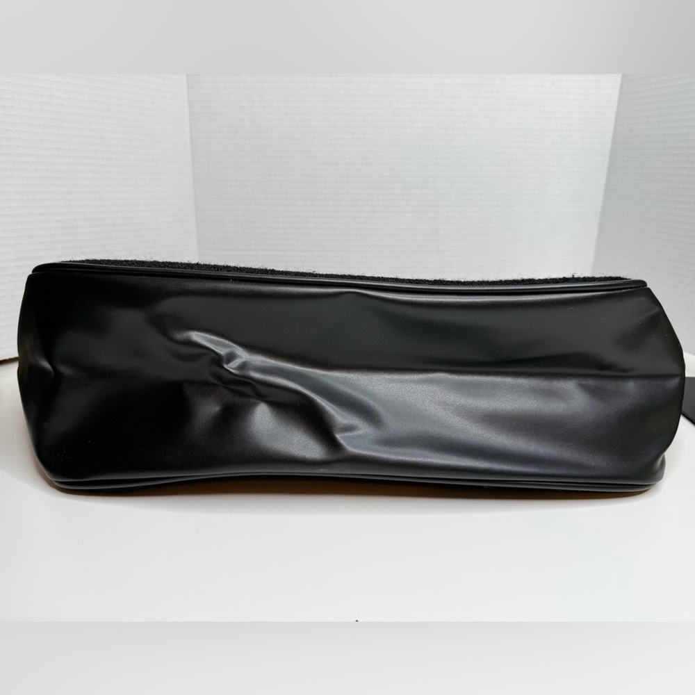 Givenchy Parfums Large Black Wool and Vegan Leather Tote Bag Preppy Luxury Boho - Picture 8 of 16